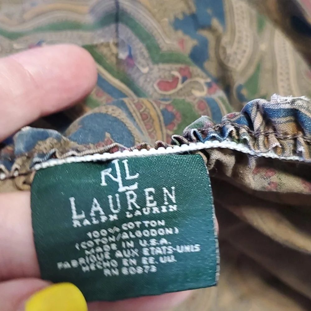 Ralph Lauren cotton Twin Jumeau fitted sheets brown green blue